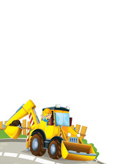 Obraz na płótnie Canvas cartoon scene with excavator at work - illustration for children