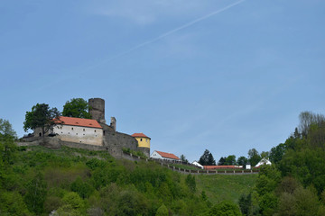 Fototapeta na wymiar Castle Svojanov, Czech Republic. The castle is surrounded by spring green nature.
