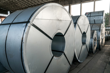 Steel coils inside a factory