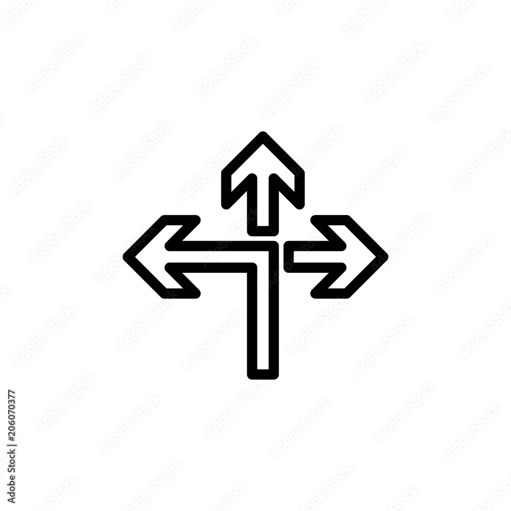 Aufkleber priority of direction to left icon. element of navigation for mobile concept and web apps. thin line