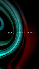 Abstract wave lines fluid rainbow style color stripes on black background