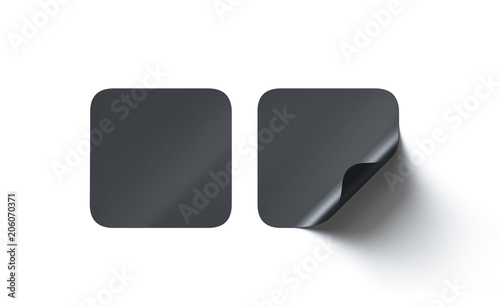 Blank White Round And Square Adhesive Stickers Mock Up With