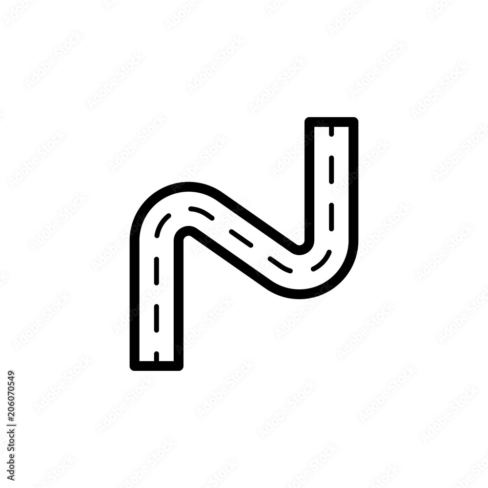 Aufkleber zigzag road icon. element of navigation for mobile concept and web apps. thin line zigzag road icon 