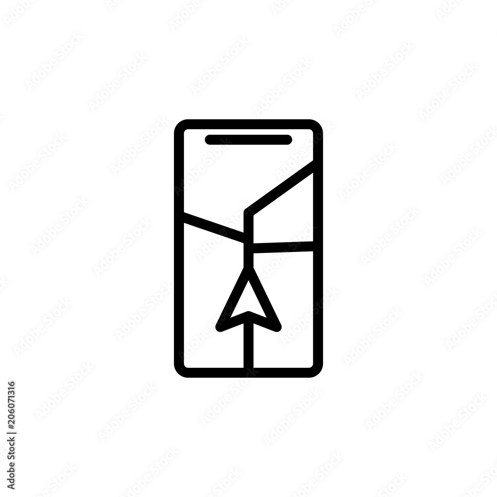 Aufkleber pointer to navigator screen icon. element of navigation for mobile concept and web apps. thin line p