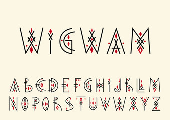 Vector alphabet set. Capital letters in geometric indigenous style. For hipster theme, trendy posters. © struvictory
