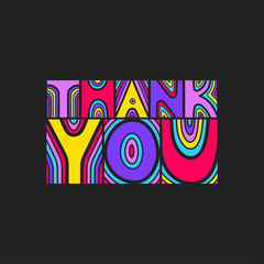 Vector colorful lettering "Thank you" on a black background.