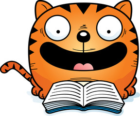 Cartoon Cat Reading