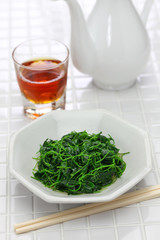chinese white wine stir fried with toothed bur clover, shanghai cuisine