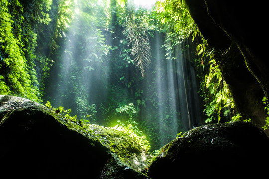 Secret beautiful tukad waterfall in canyon, Bali, Indonesia
