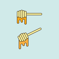 flat honey dipper icons on blue background