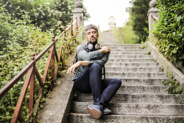 Fototapeta premium Man sitting outdoors