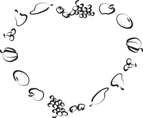 fruit with heart shape border