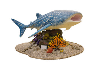 Whale shark statue for campaign about Catching fish  with Clipping path