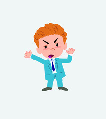 Businessman argues something with a gesture of discontent.