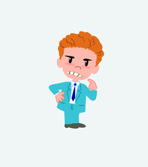 Businessman ponders, something angry.