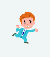 Businessman runs alarmed.