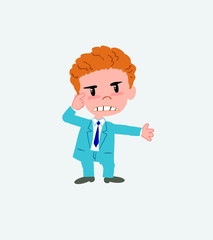 Businessman, is angry and points his head with his index finger.