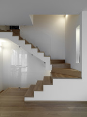 foreground of a modern staircase in the apartment
