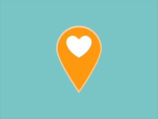 Heart place on map. Pin icon vector. Location sign - favorite place