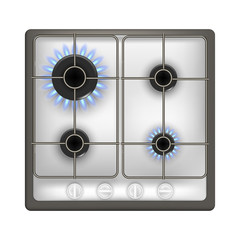 Realistic Detailed 3d Gas Stove. Vector