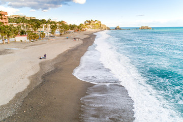 Part of a set of aerial views of a mediterranean spanish beach (San Cristobal beach) at Almunecar,...