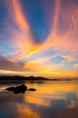Beautiful colorful sunset view on the beach of Koh Samui Island