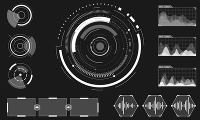 HUD Futuristic White Elements Hi Tech User Interface Control Panel Vector Background