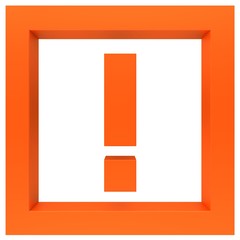 exclamation point mark 3d icon orange isolated