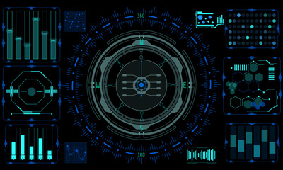 HUD Futuristic Element User Interface Navigation Compass System Concept Vector Background