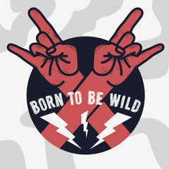 Rock Vector Design With Devil Horn Hand Gesture.