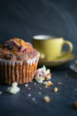 cranberry muffin and crumbs