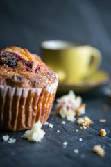 cranberry muffin and crumbs