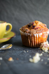 cranberry muffin and crumbs