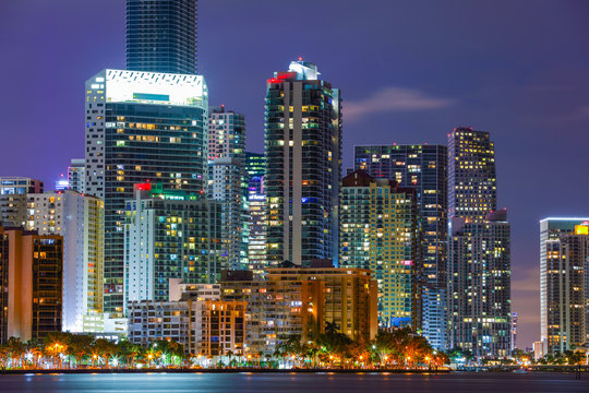 Illuminated city at night