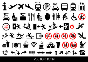 Set of public icons on white background. Vector illustration.
