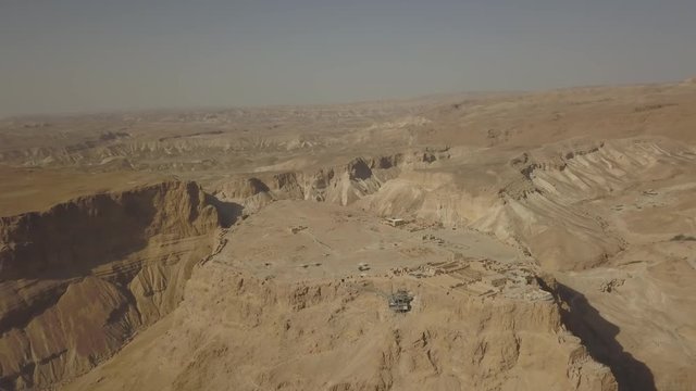 Metsada, Israel, aerial view 4k ungraded flat footage