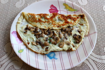 Cheese and mushroom omelette
