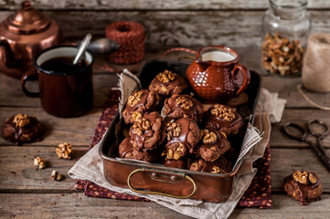 Chocolate, Corn Flake and Walnut Cookies
