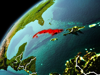 Evening view of Cuba on Earth