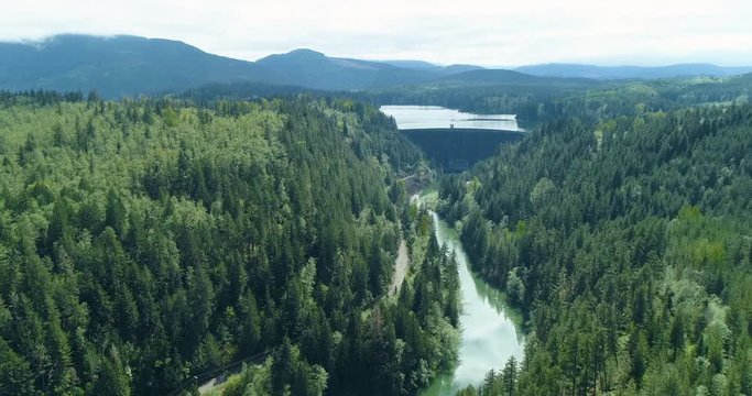 Nisqually River Alder Dam in Washington State Cascade Mountains