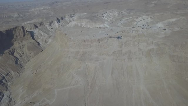 Metsada, Israel, aerial view 4k ungraded flat footage