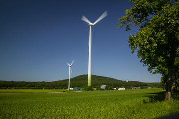 modern agriculture with wind energy, solar energy, biogas production.