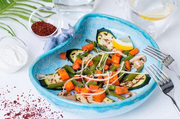 Warm salad with fried vegetables