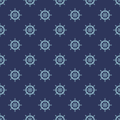 Maritime mood, Seamless nautical pattern with steering wheels, vintage style