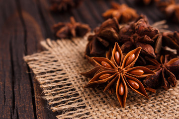 anise stars on a dark rustic background