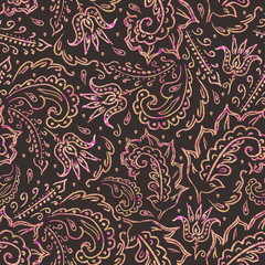 seamless background with floral ornament on a dark background