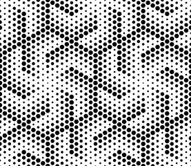 Vector seamless texture. Modern geometric background. Monochrome repeating pattern. Hexagonal tiles made of dots.