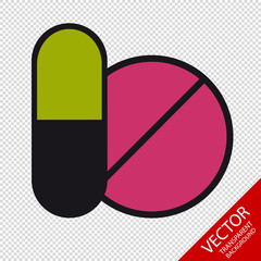 Medicine Pills - Vector Icons - Isolated On Transparent Background