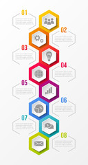 Colourful infographic template with financial icons. Vector.