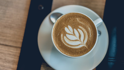 Hot Latte Coffee Art In White Cup